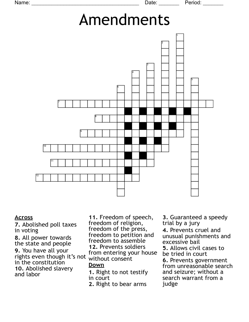 Amendments  Crossword