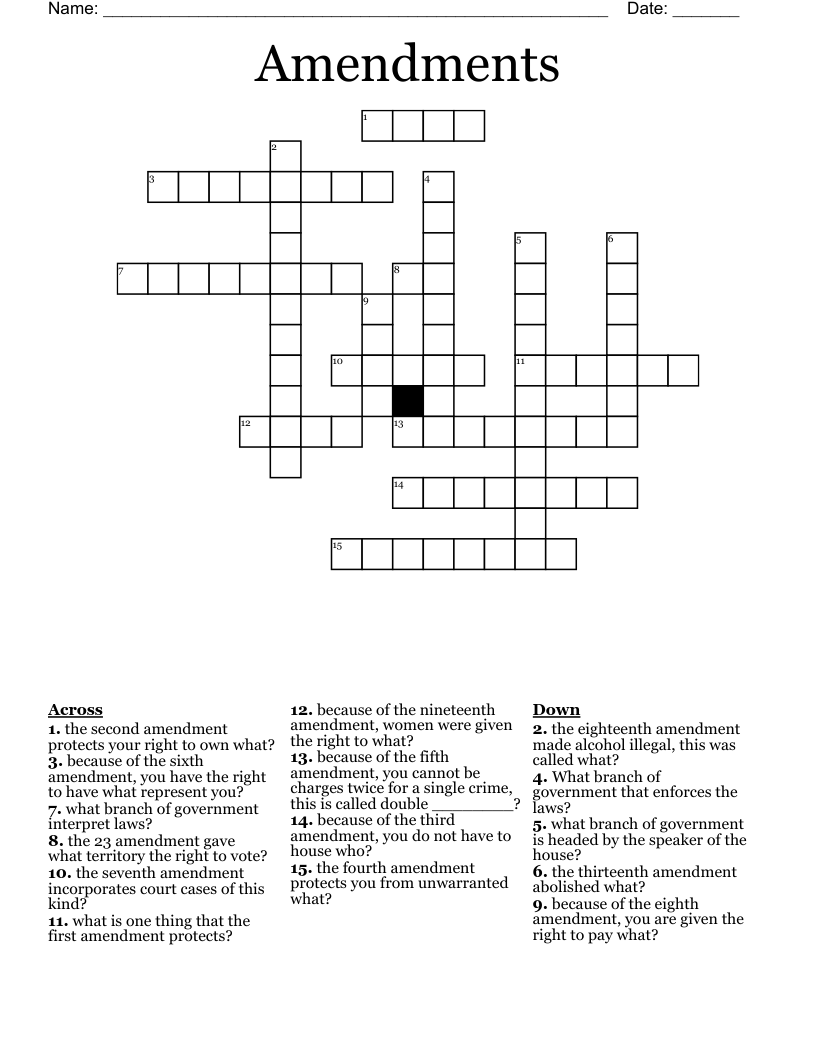 Amendments  Crossword