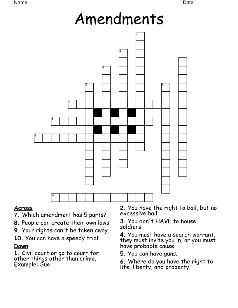Amendments  Crossword