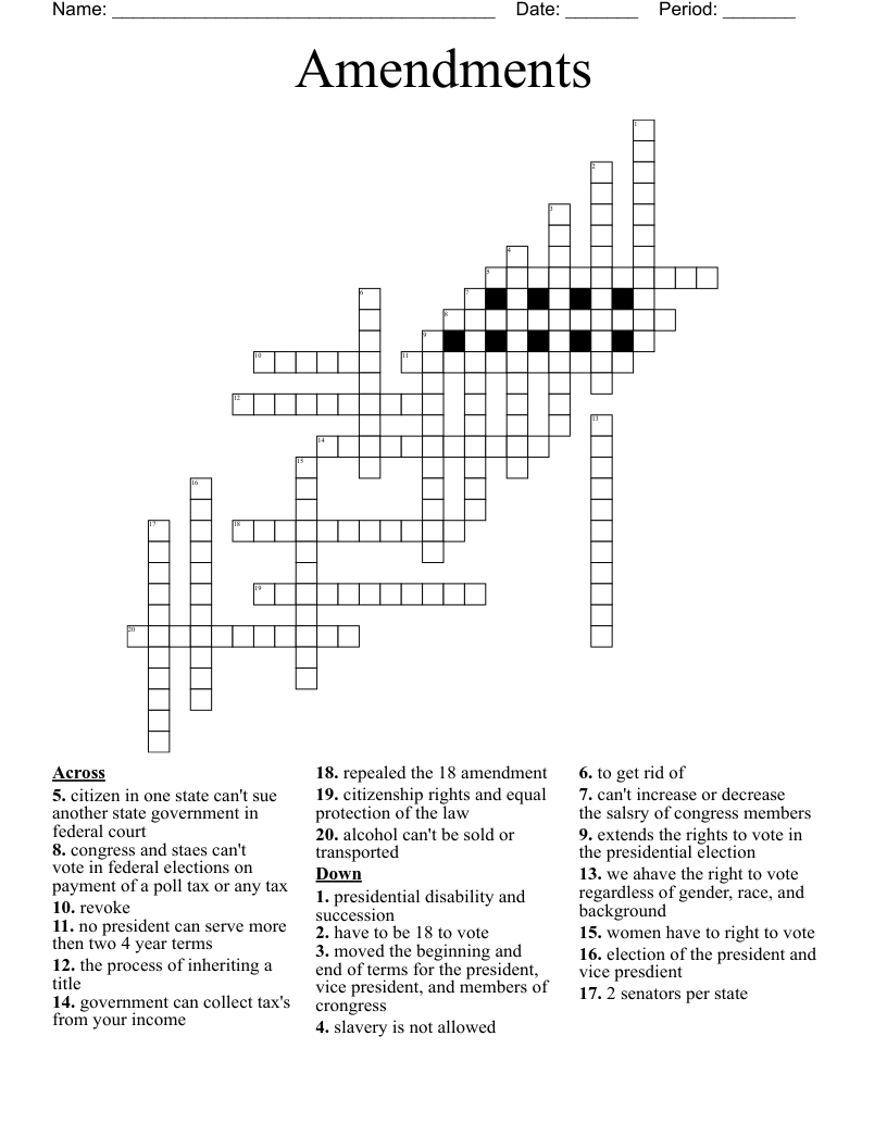 Amendments  Crossword