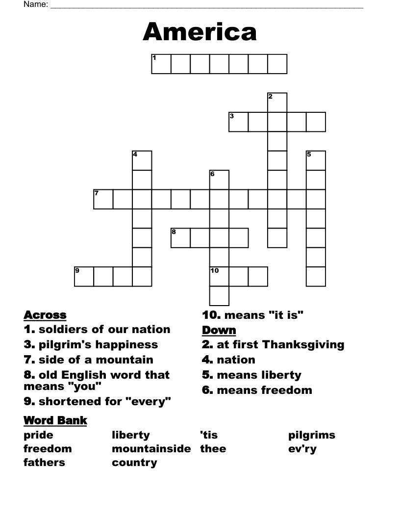 America Crossword
