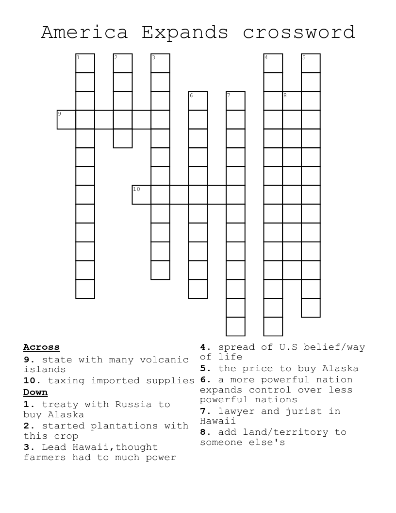America Expands crossword