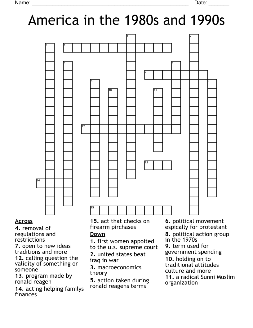 America in the 1980s and 1990s  Crossword