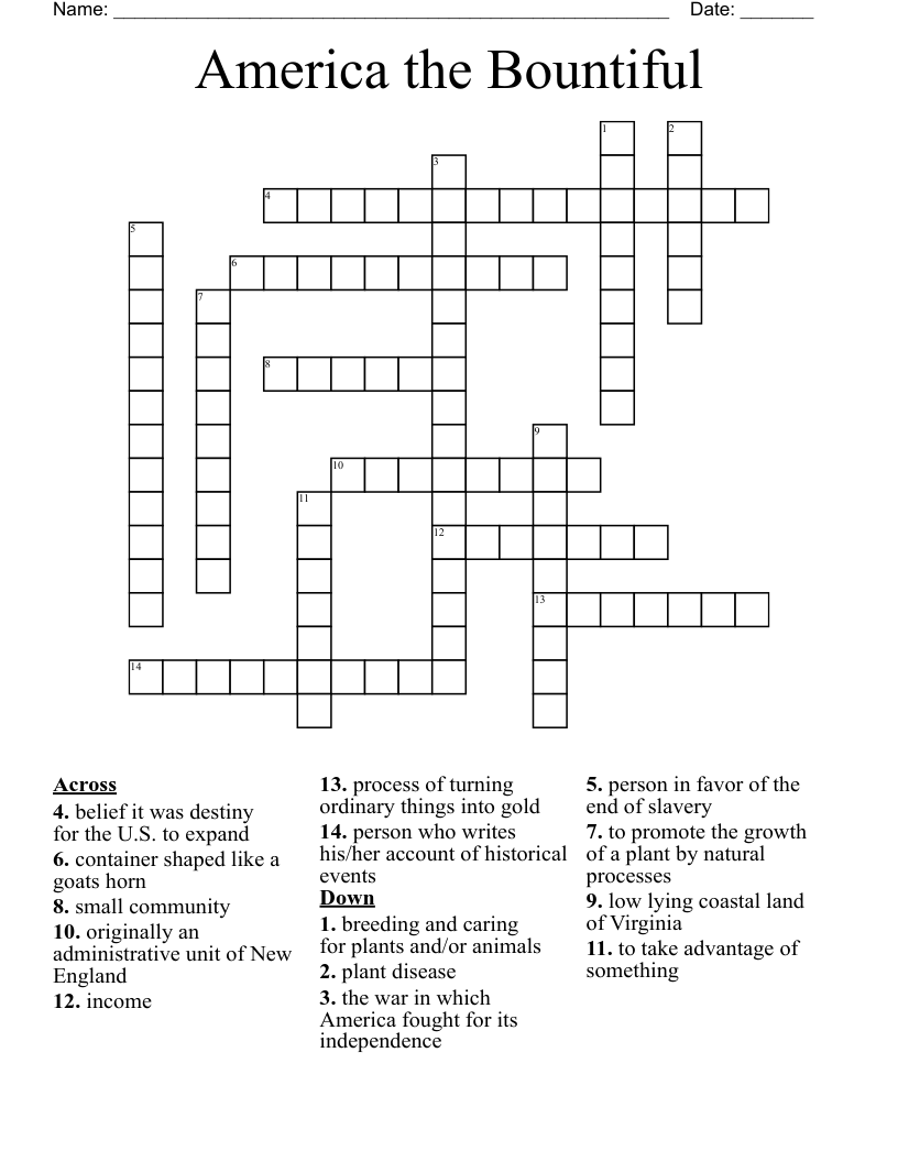America the Bountiful  Crossword