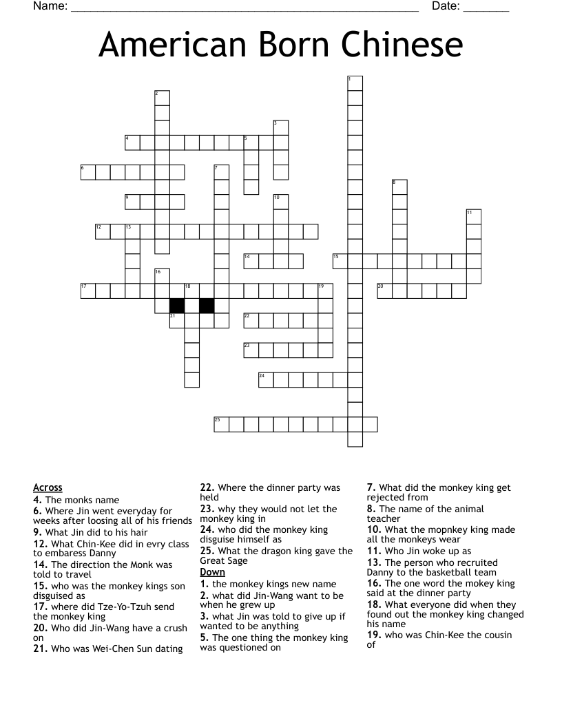 American Born Chinese Crossword