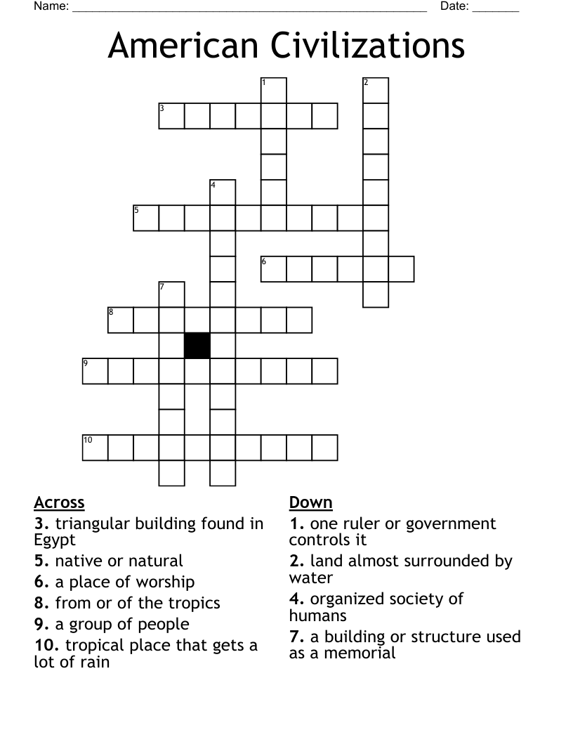 American Civilizations Crossword