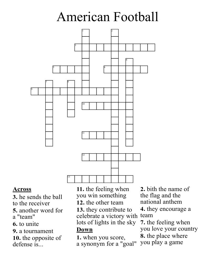 American Football Crossword