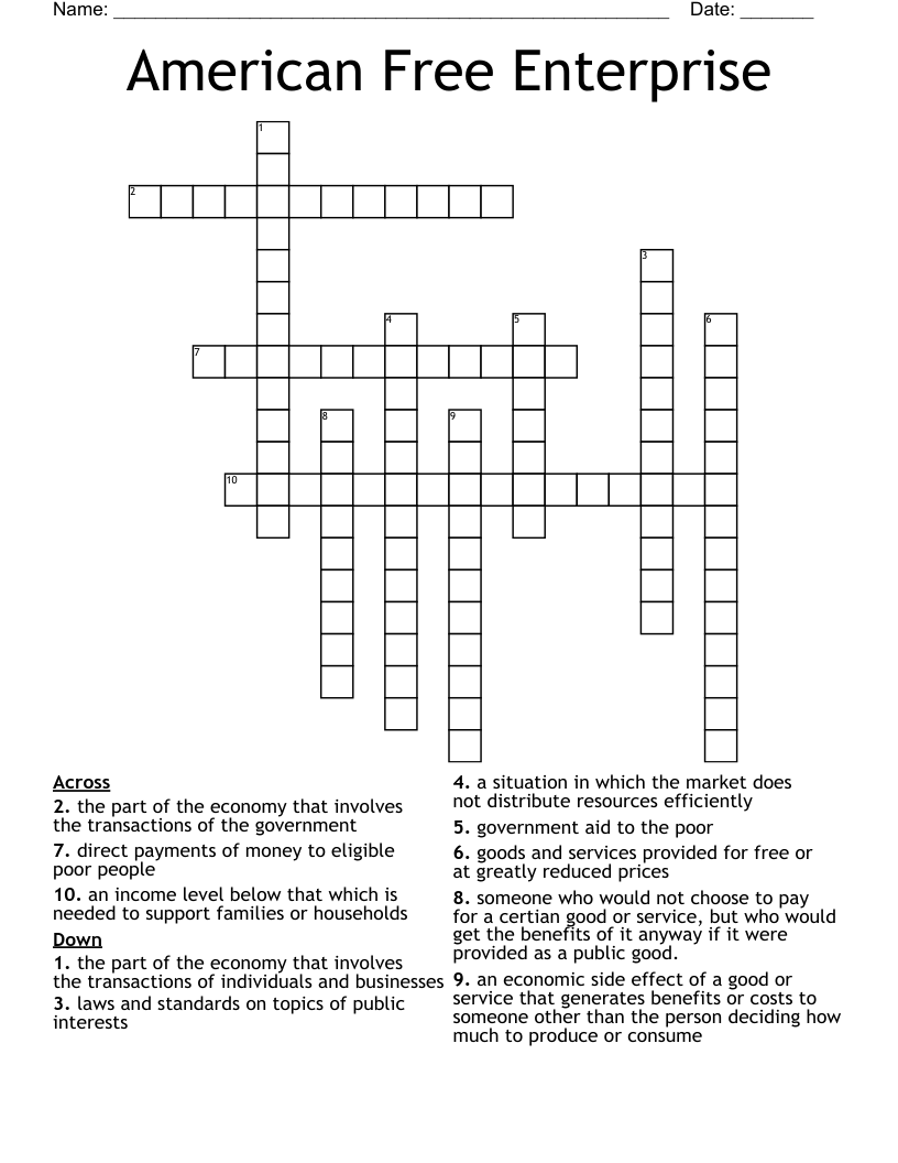 American Free Enterprise Crossword