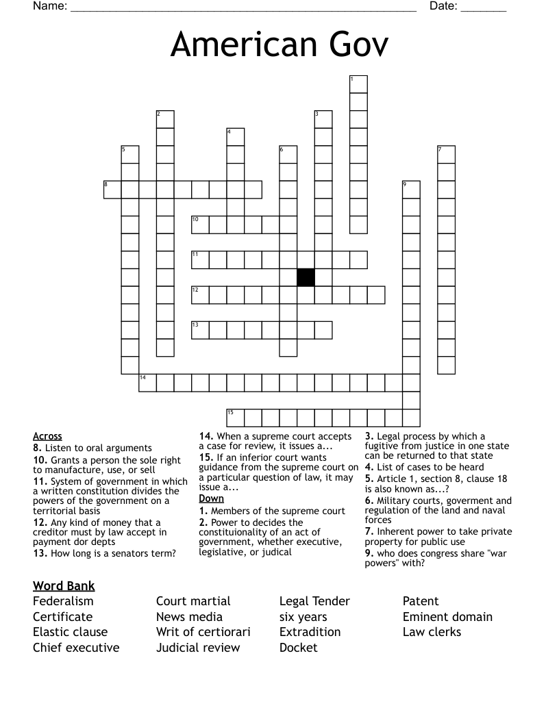 American Gov Crossword