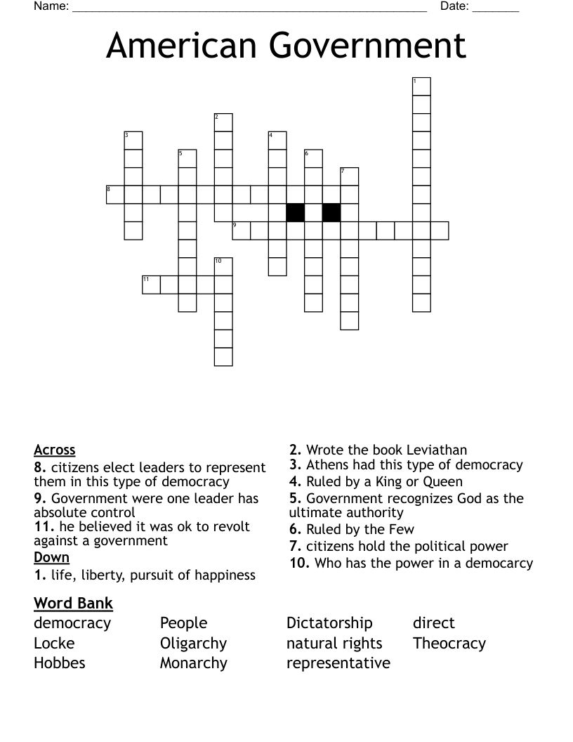 American Government Crossword