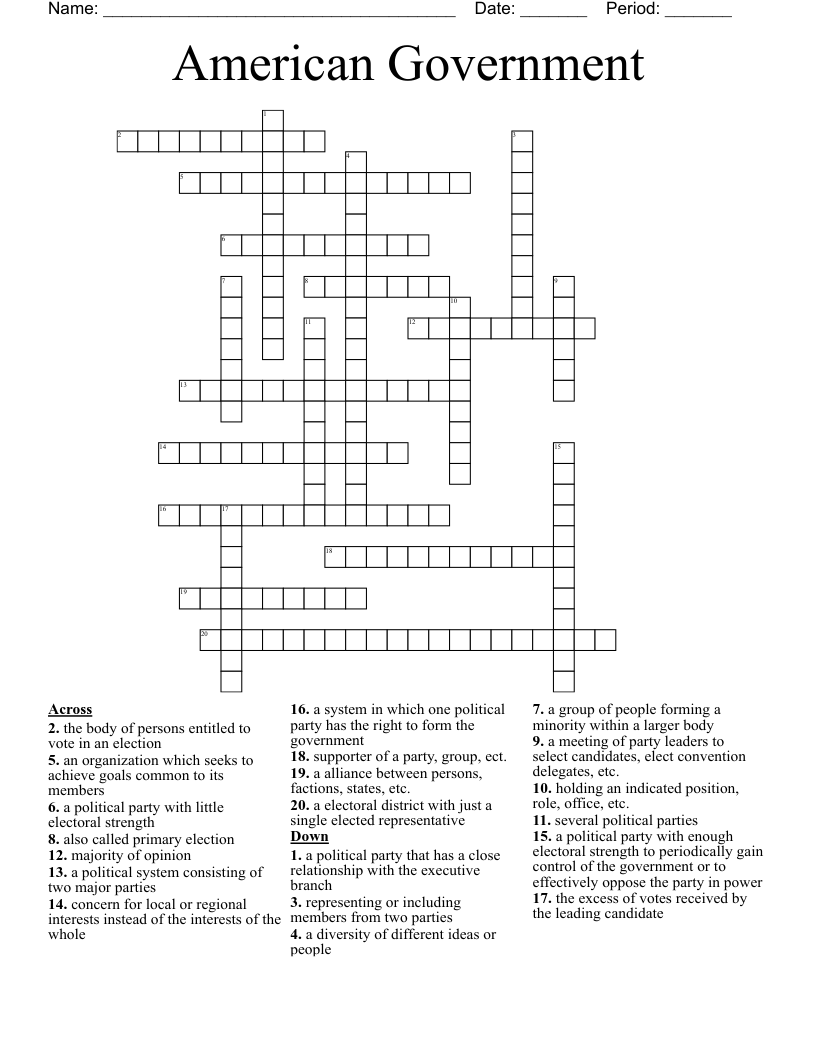 American Government Crossword