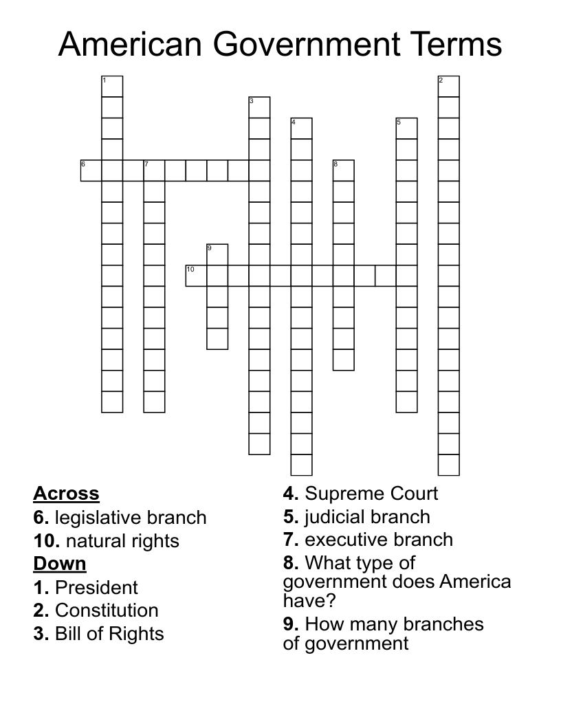 American Government Terms Crossword