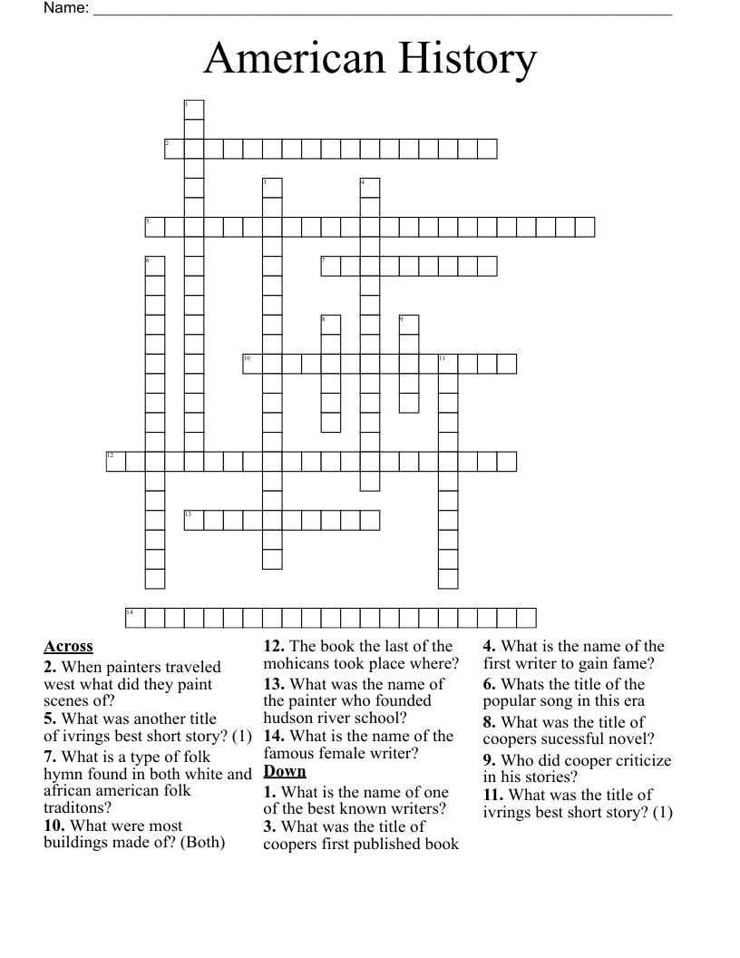 American History Crossword