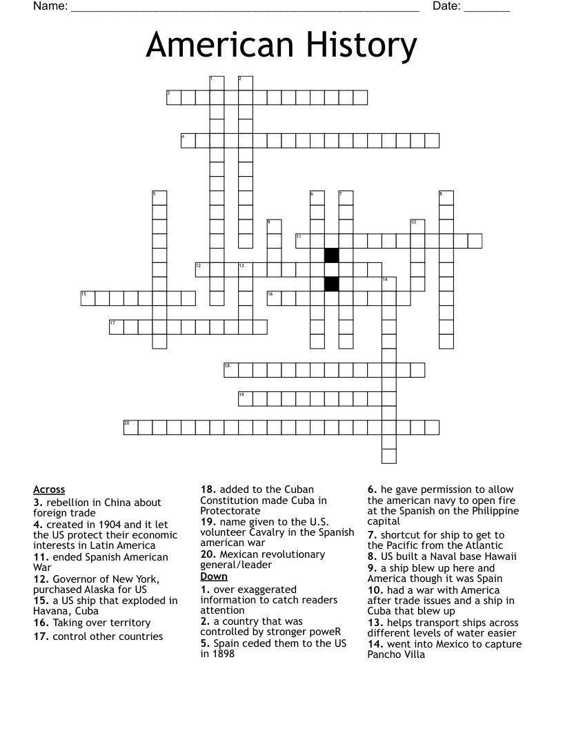 American History  Crossword