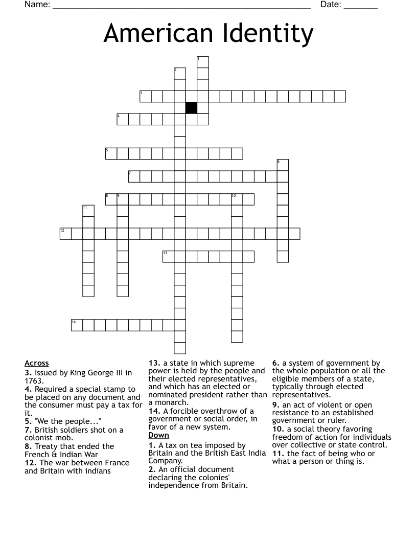 American Identity Crossword