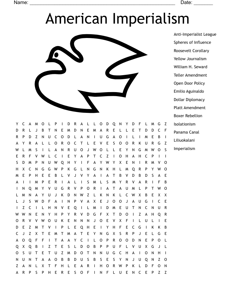 American Imperialism Word Search