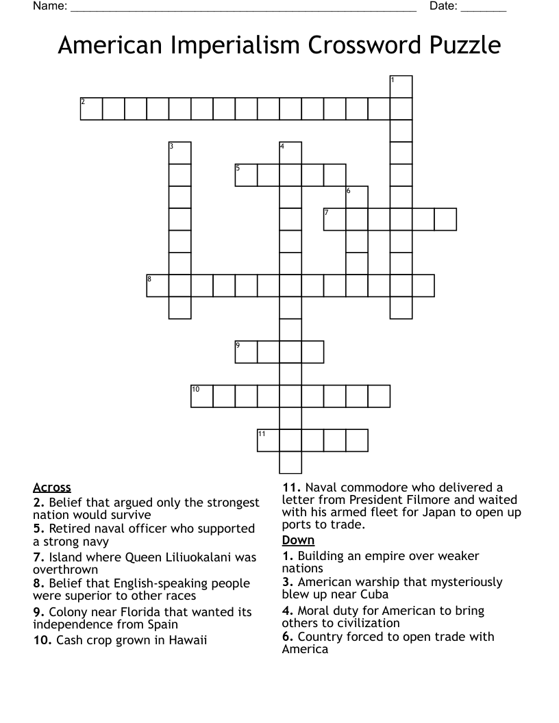 American Imperialism Crossword Puzzle