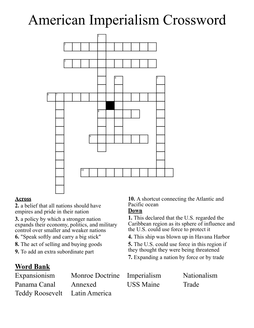 American Imperialism Crossword 