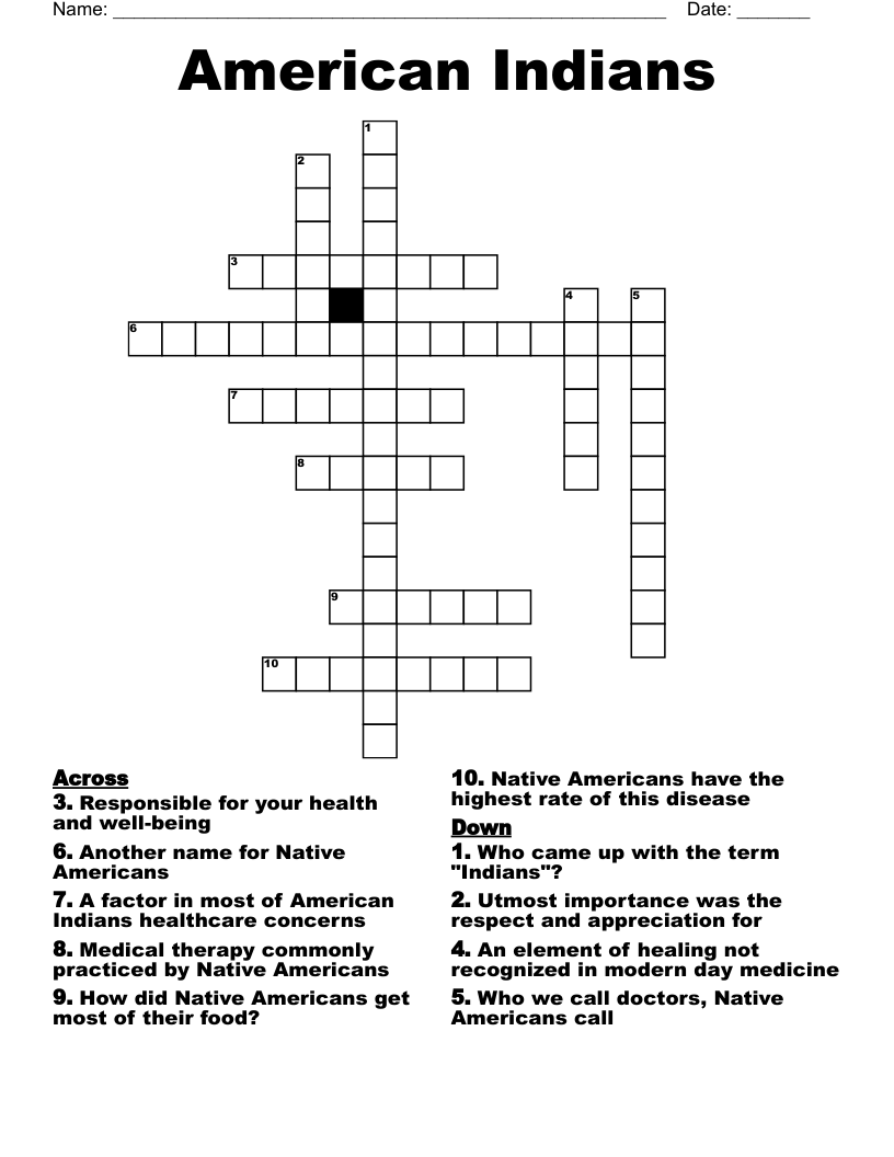 American Indians  Crossword