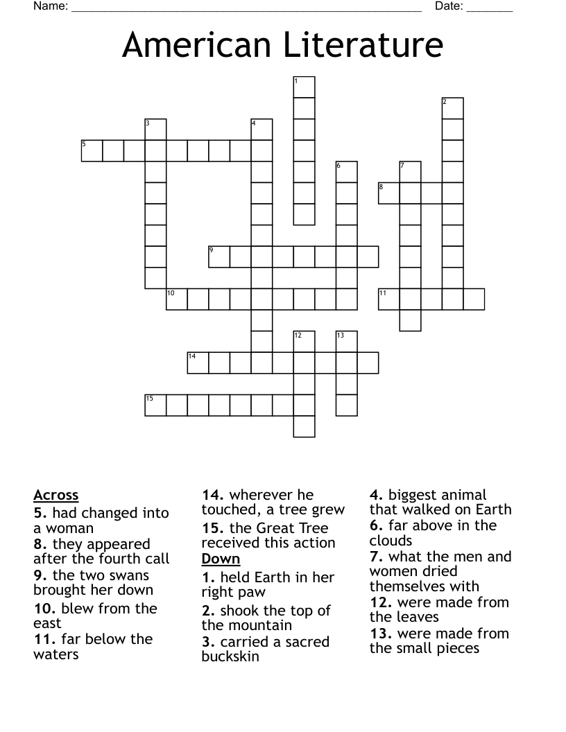 American Literature Crossword