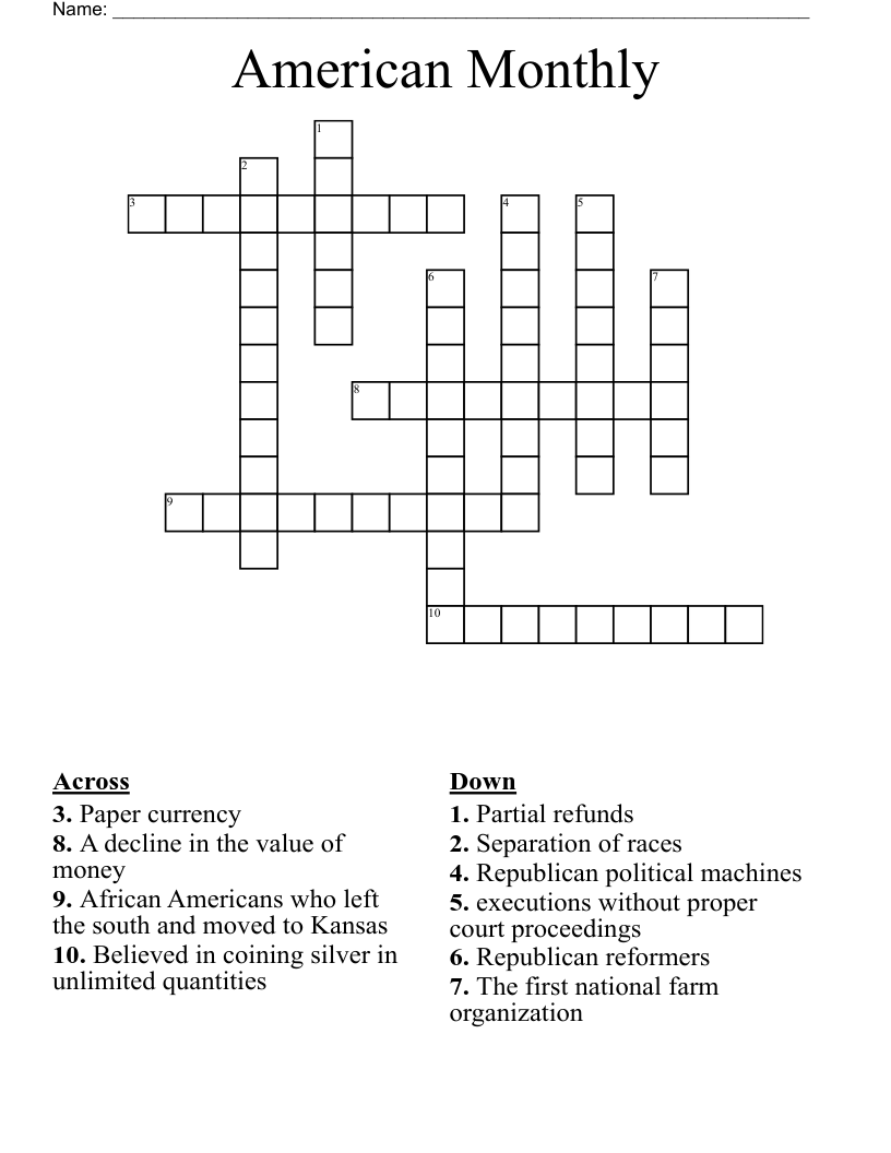 American Monthly Crossword