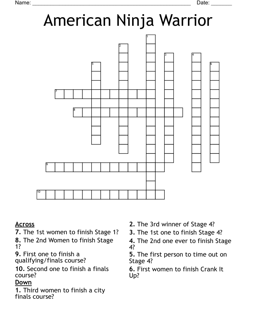 American Ninja Warrior Crossword