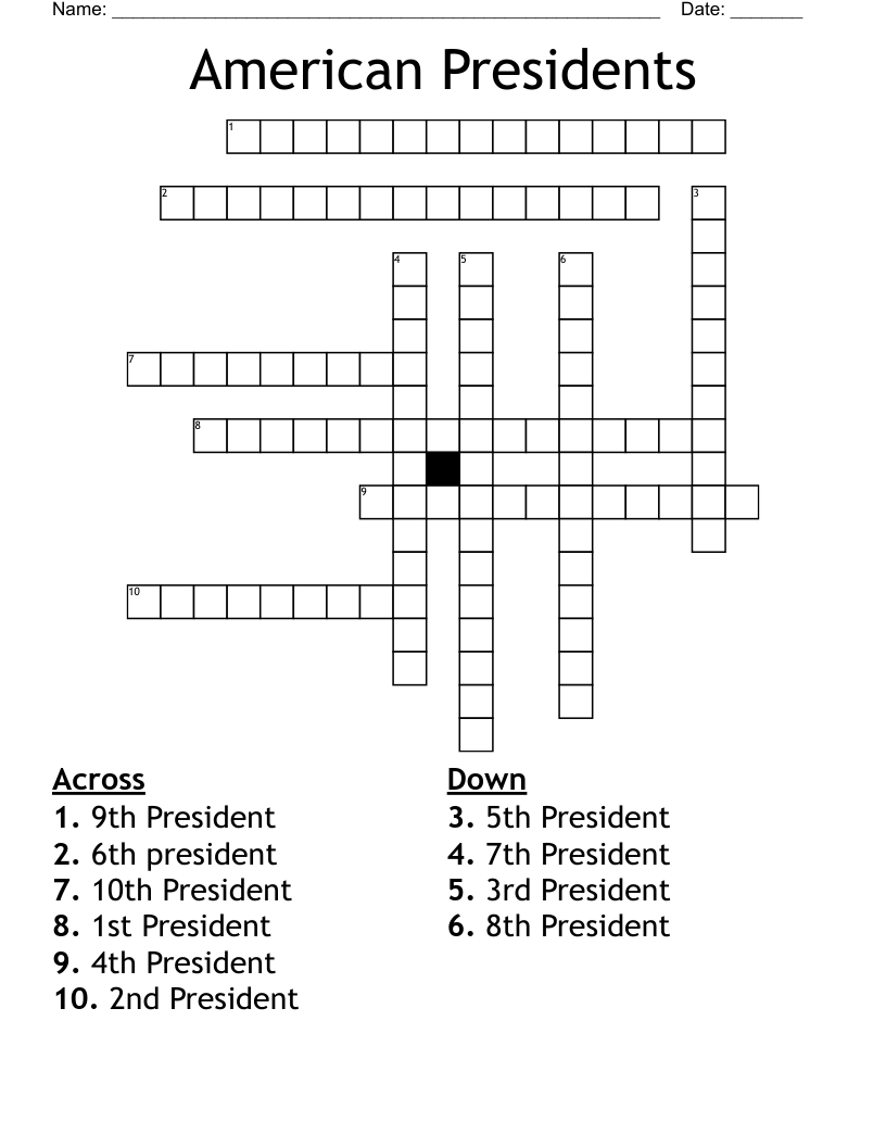 American Presidents Crossword