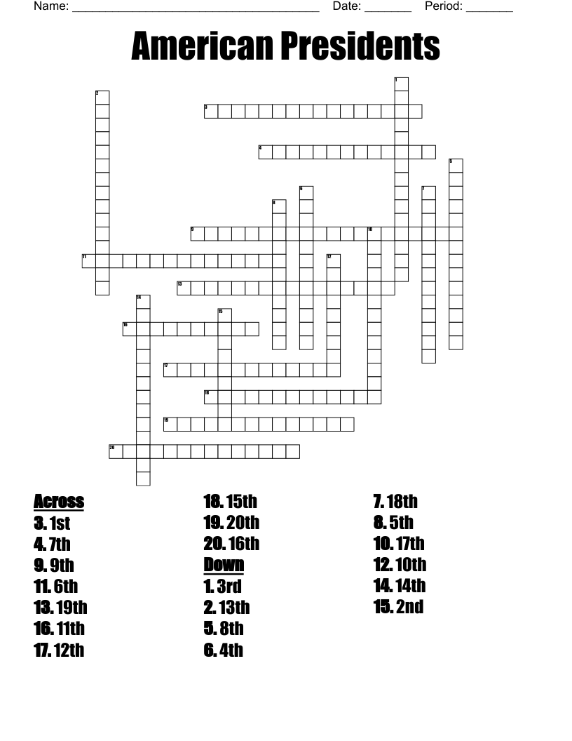 American Presidents  Crossword
