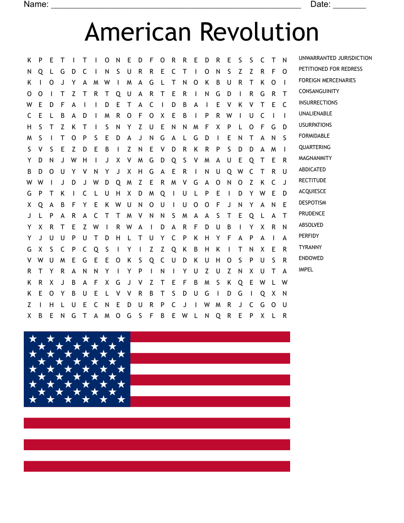 American Revolution Word Search