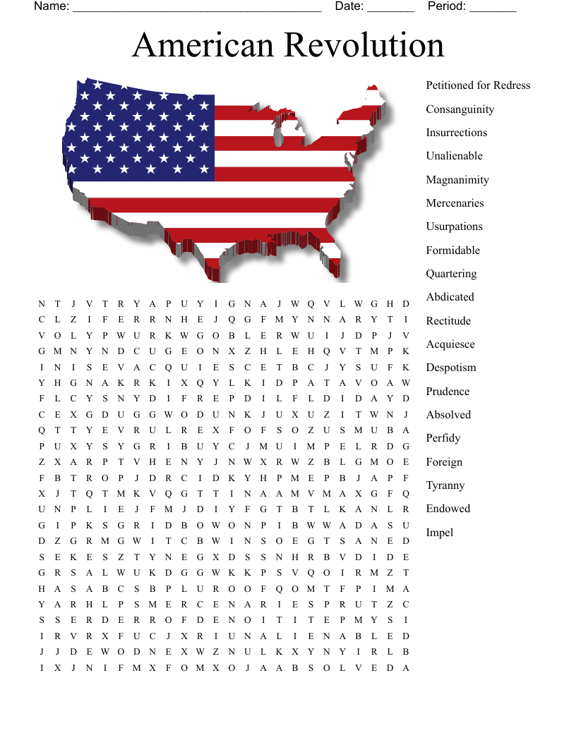 American Revolution Word Search