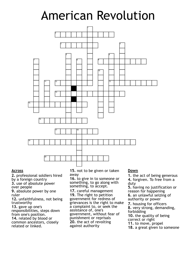 American Revolution Crossword