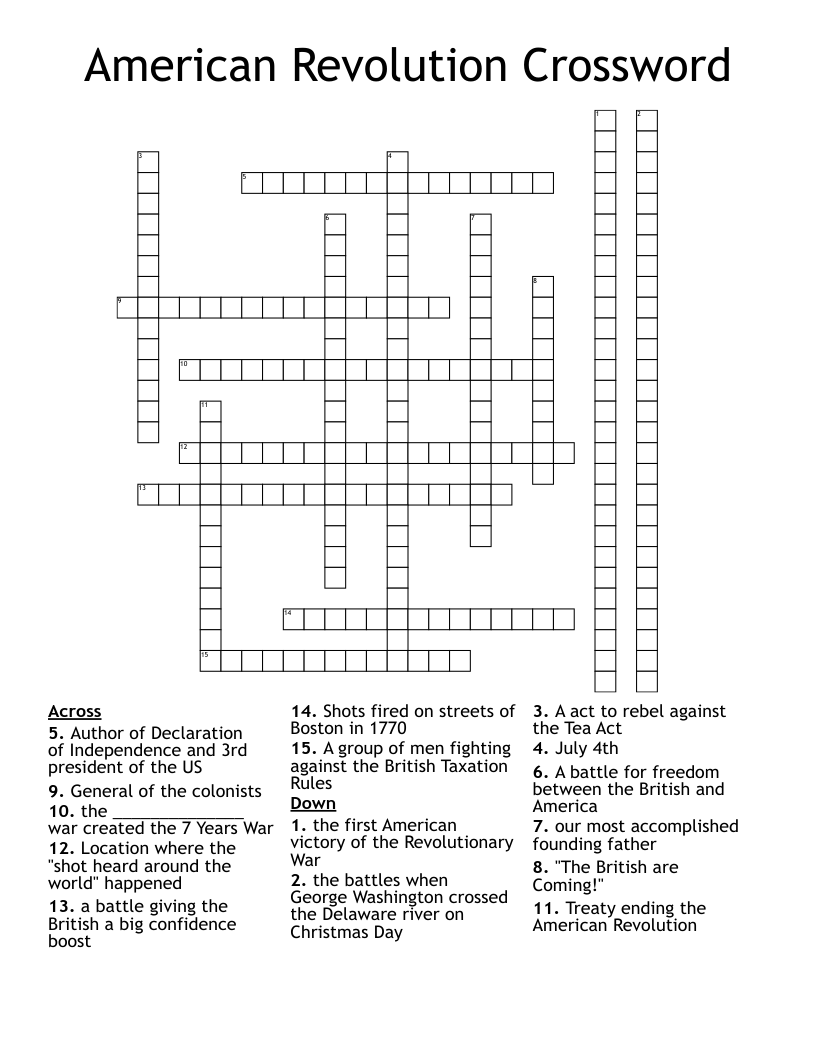 American Revolution Crossword
