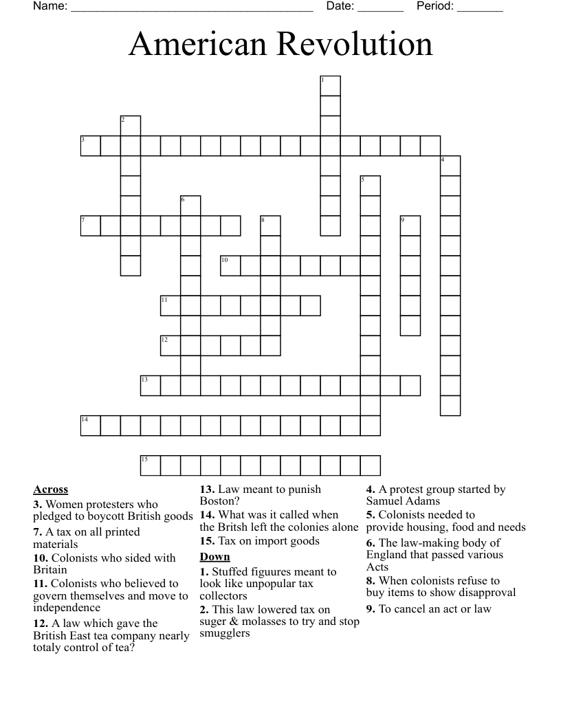 American Revolution  Crossword