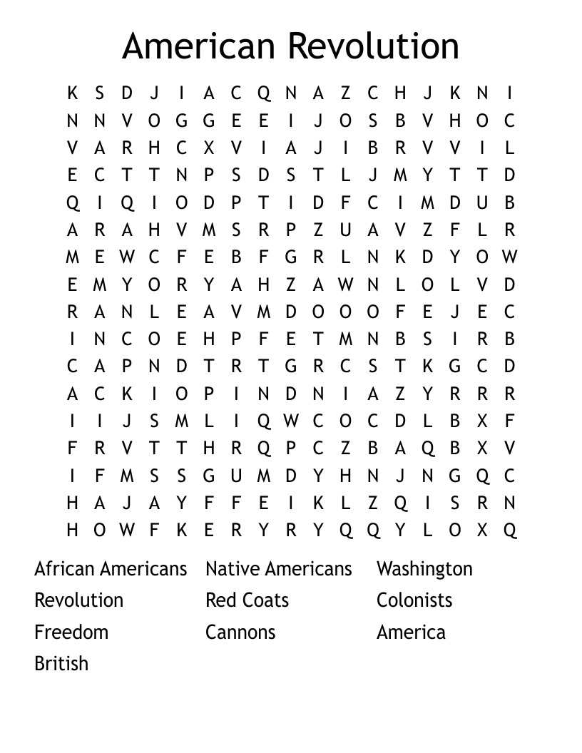 American Revolution  Word Search