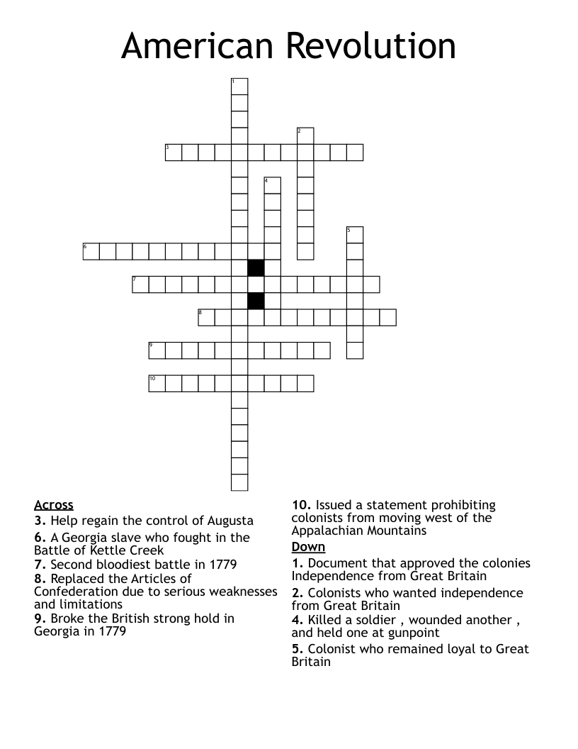 American Revolution  Crossword