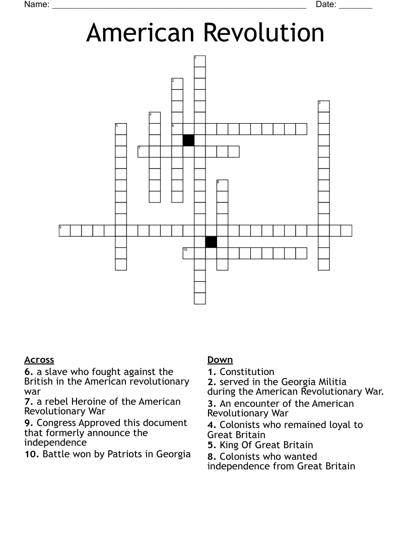 American Revolution  Crossword
