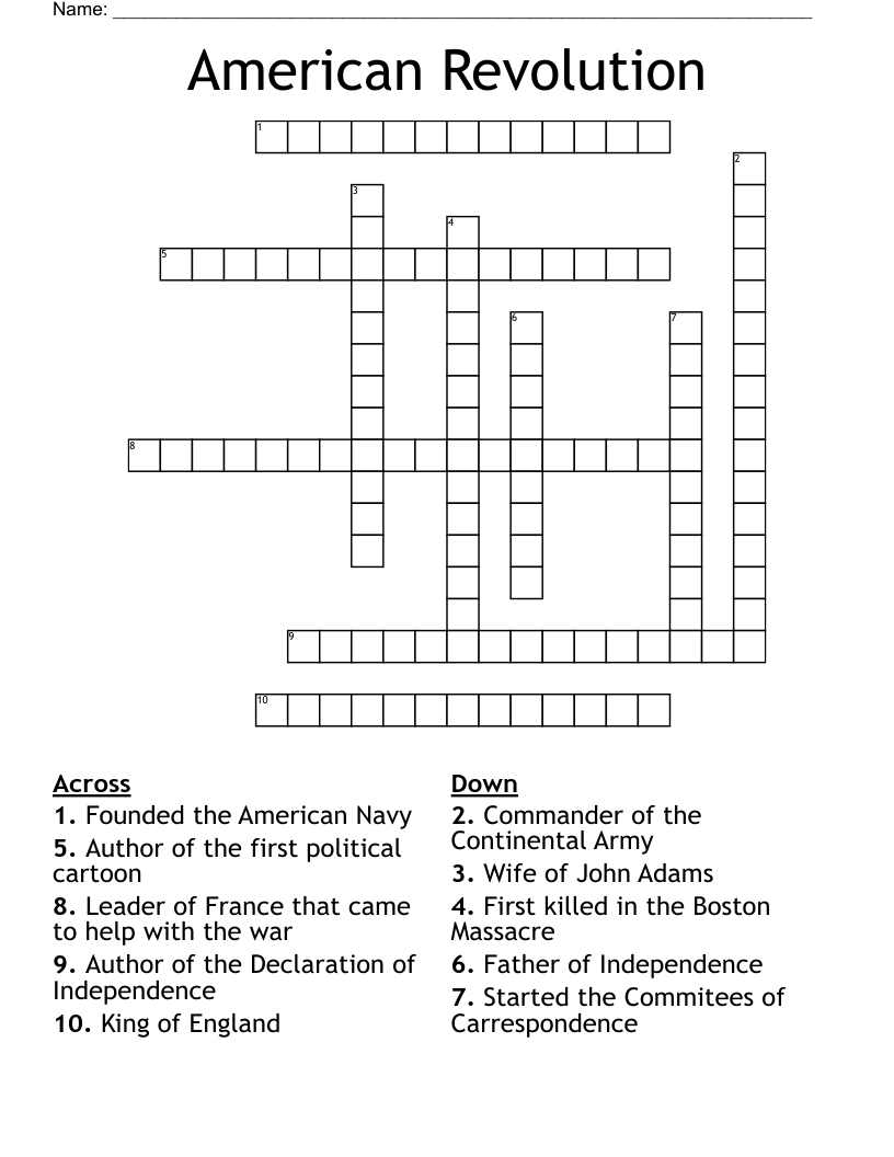 American Revolution  Crossword