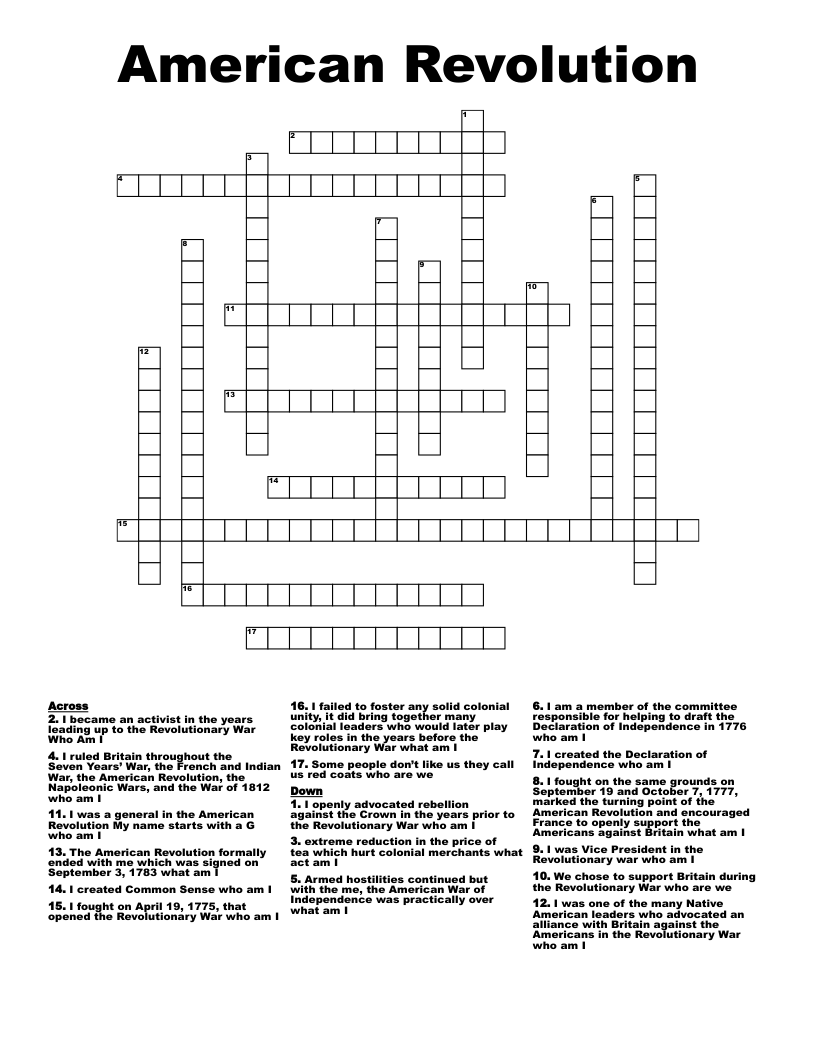 American Revolution  Crossword