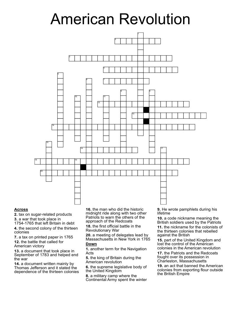 American Revolution  Crossword