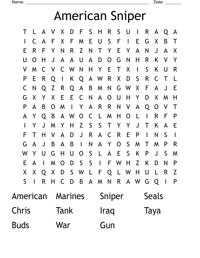 American Sniper Word Search