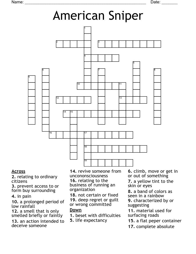 American Sniper Crossword