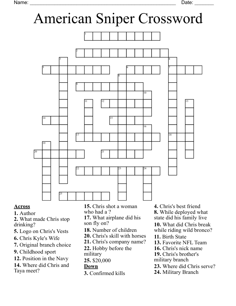 American Sniper Crossword