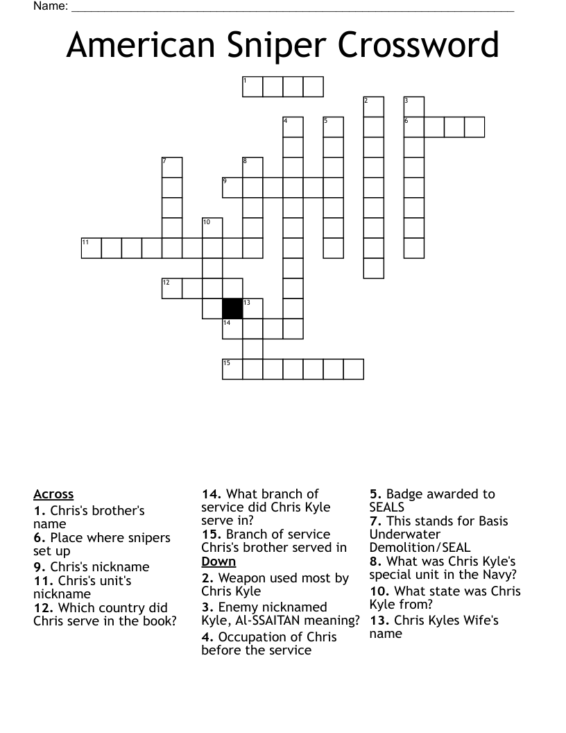 American Sniper Crossword