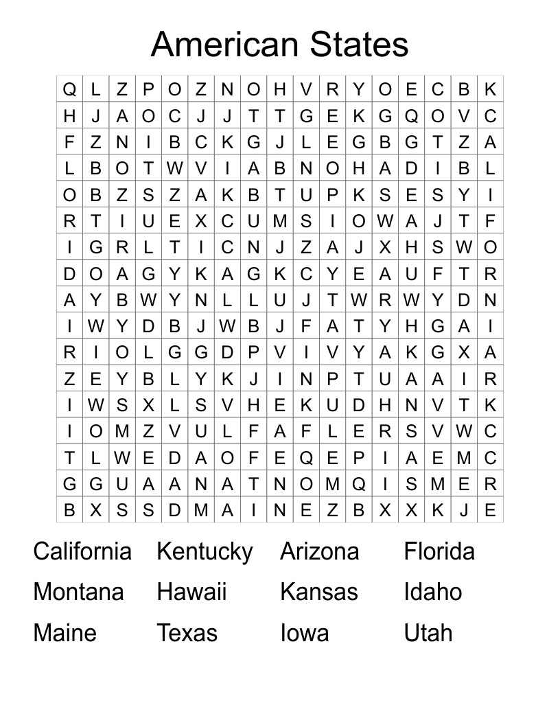 American States Word Search