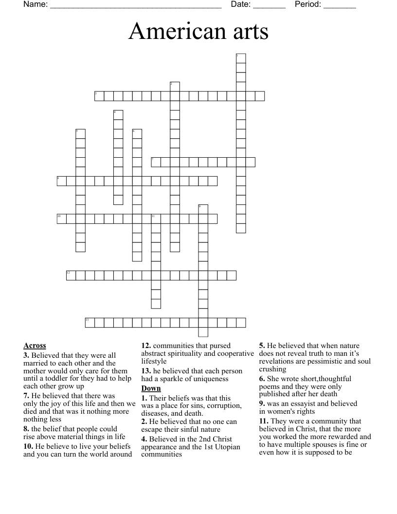 American arts Crossword
