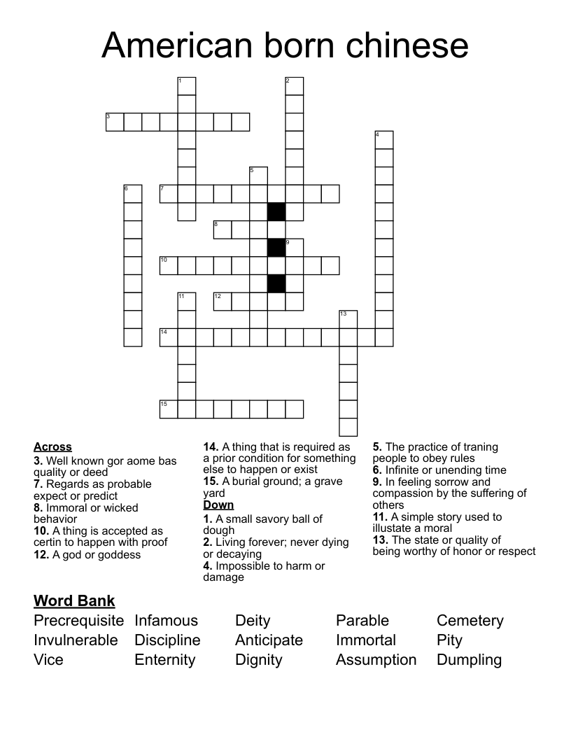 American born chinese Crossword