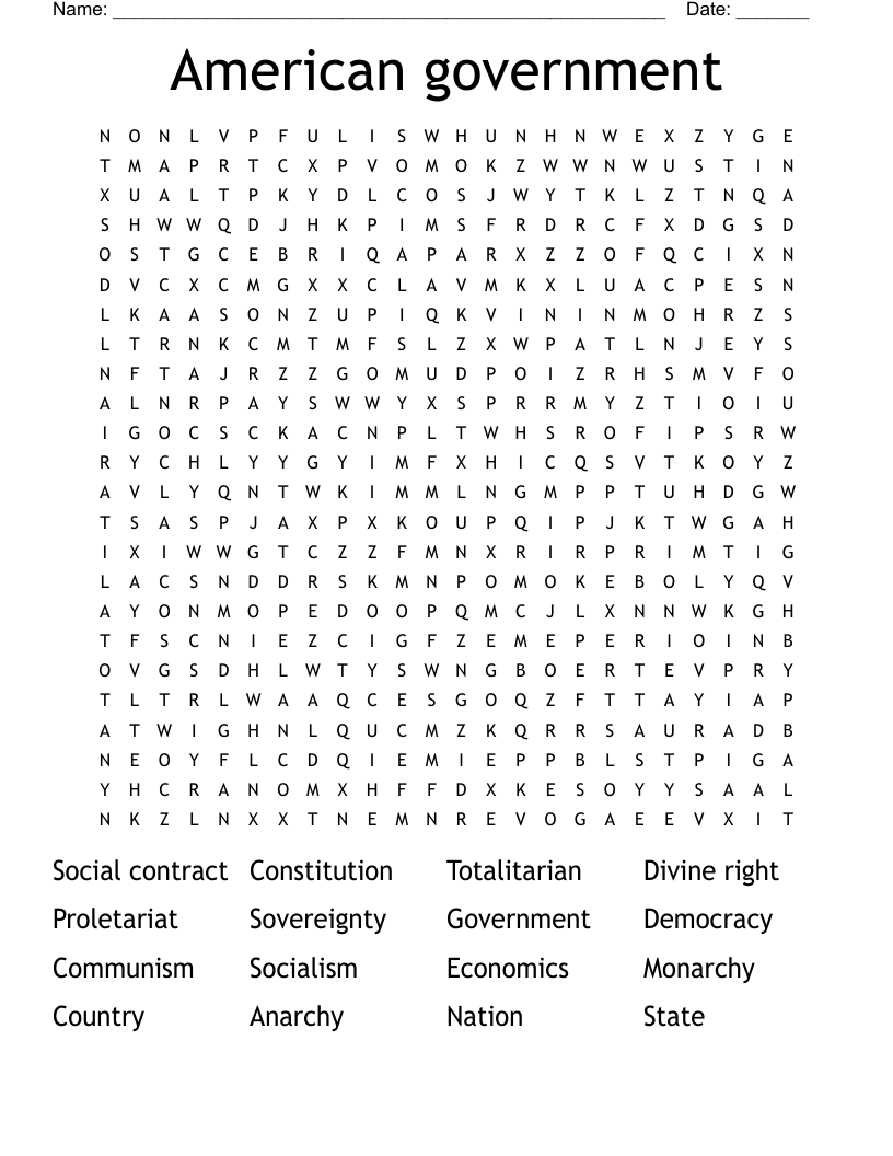 American government  Word Search