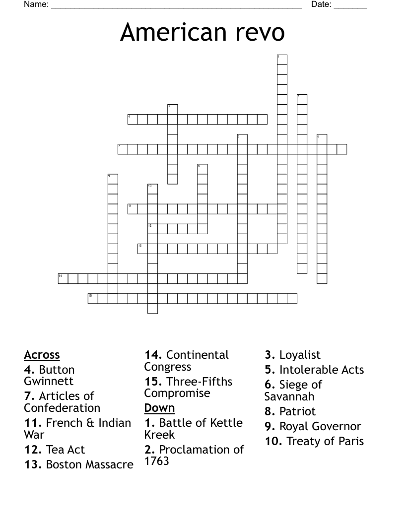 American revo Crossword