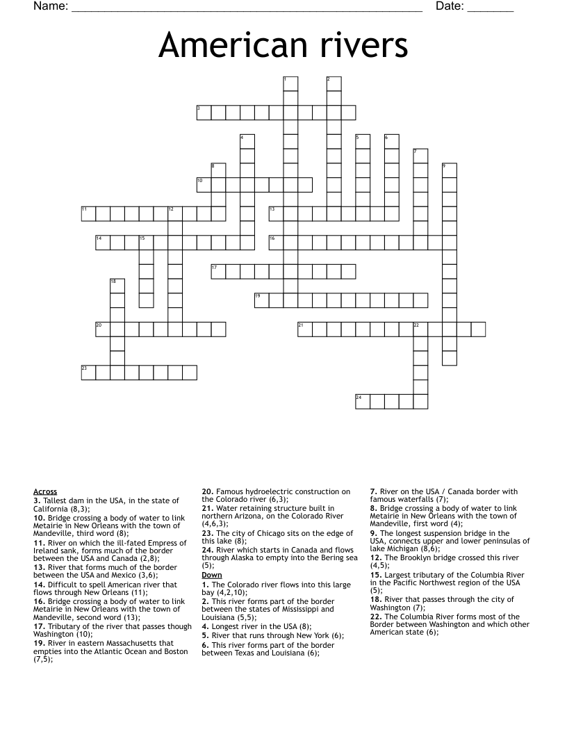 American rivers Crossword