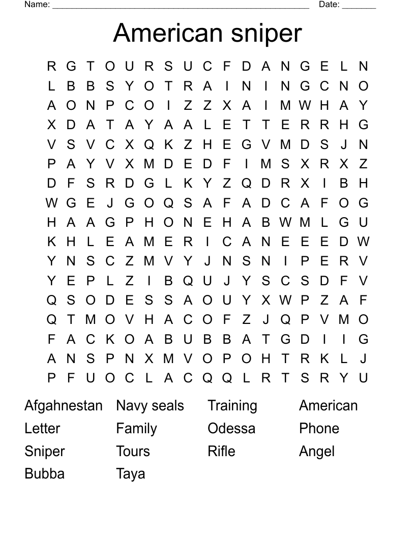 American sniper Word Search